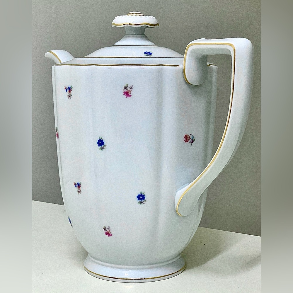 Mid Century Vintage Heinrich Selb Bavaria Germany Gold Trim Floral Teapot